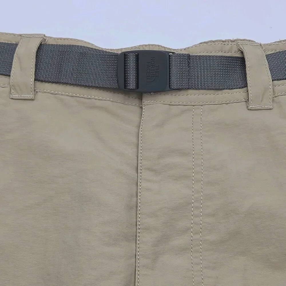 North Face Utility Shorts Khaki Tan Men Sz XL Nylon Flat Front 9